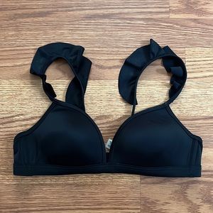 PINK Victoria’s Secret black ruffle strap triangle bikini top